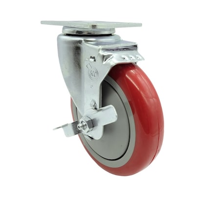 Service Caster Metro 461B5PBGSA B5PBGSA Replacement Caster with Brake MET-SCC-SS20S514-PPUB-RED-TLB